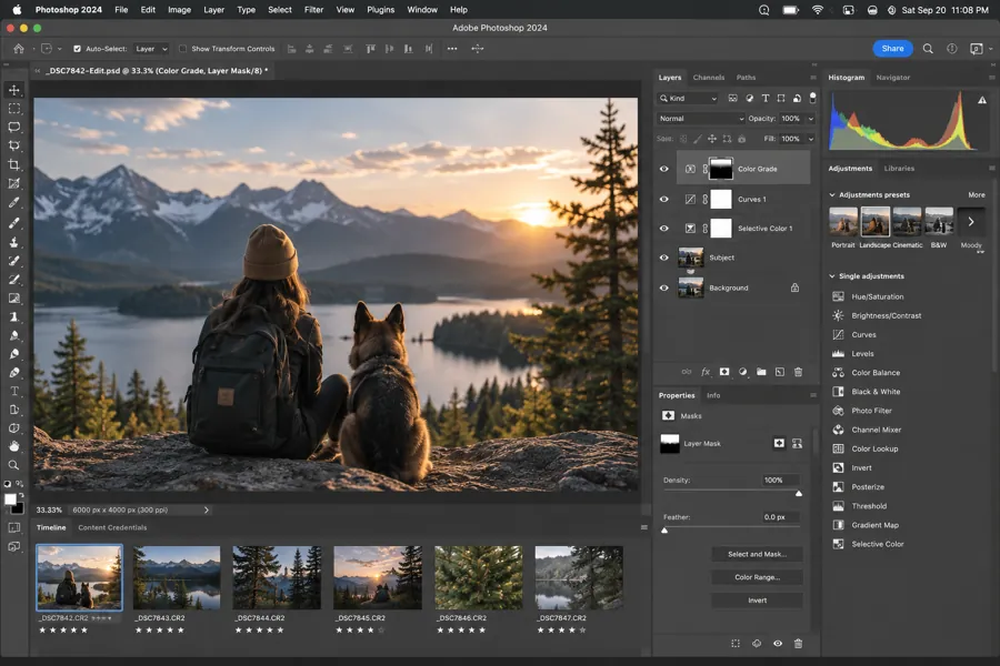 A Photoshop document. In Canopy each open document is a separate card with its file name, so a brandboard and a photo edit are never confused.